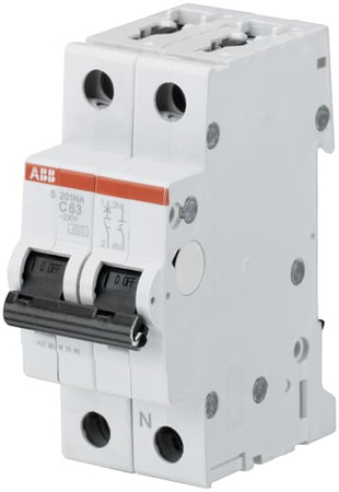 ABB Wyłącznik nadmiarowo-prądowy serii STANDARD 2-polowy C 2A 6kA S201-C2-NA