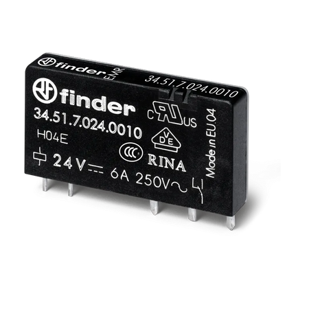 FINDER Przekaźnik elektromagnetyczny wąski (5mm) 1P 6A 24V DC, styk AgSnO2; 34.51.7.024.4010