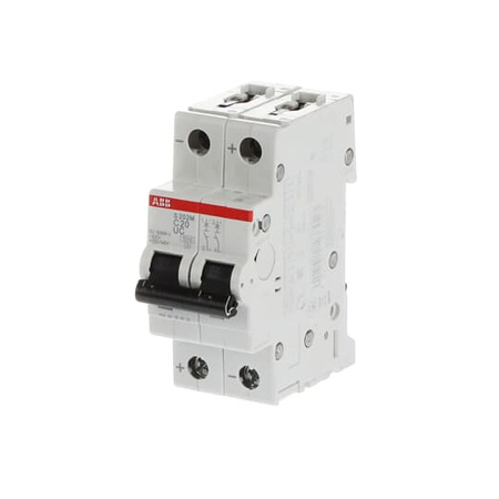 ABB Wyłącznik nadmiarowo-prądowy serii STANDARD 2-polowy S202M C 20A UC do pracy w układach DC, 50Hz, 60Hz
