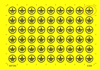 Oznacznik E268 (20x20) graficzny symbol zacisku uziemienia ochronnego (A5 arkusz 54 sztuki)