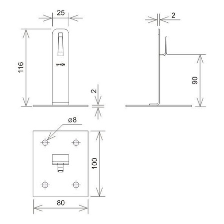 AN-KOM Uchwyt na lepik Z-zagięcie H=12cm AN-11A/OG