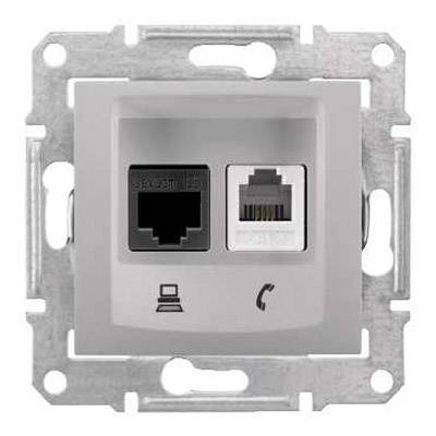 Schneider Sedna Gniazdo komputerowo-telefoniczne kat.5e ALUMINIUM  SDN5100160  